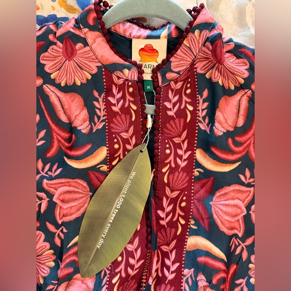 FARM RIO M Teal Pink Seashell Tapestry Lenzing™ Ecovero™ Viscose Maxi Dress NWT - Picture 10 of 16